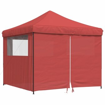 Partytent inklapbaar pop-up met 4 zijwanden bordeauxrood