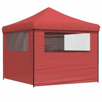 Partytent inklapbaar pop-up met 4 zijwanden bordeauxrood