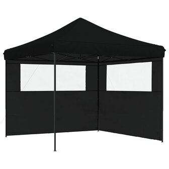 Partytent inklapbaar pop-up met 2 zijwanden zwart
