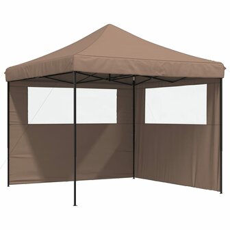 Partytent inklapbaar pop-up met 2 zijwanden bruin