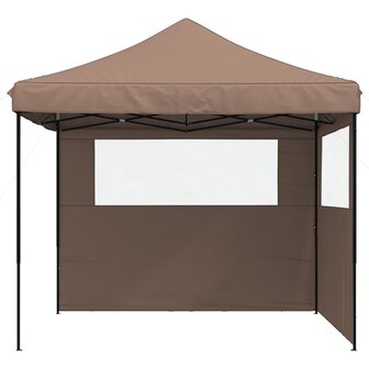 Partytent inklapbaar pop-up met 2 zijwanden bruin