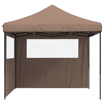 Partytent inklapbaar pop-up met 2 zijwanden bruin
