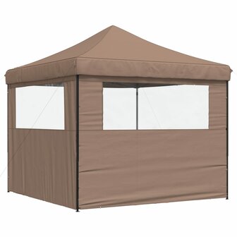 Partytent inklapbaar pop-up met 2 zijwanden bruin
