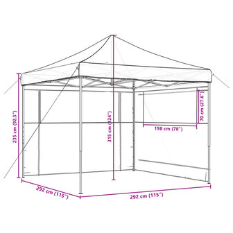 Partytent inklapbaar pop-up met 2 zijwanden bruin