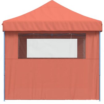 Partytent inklapbaar pop-up met 3 zijwanden terracottakleurig