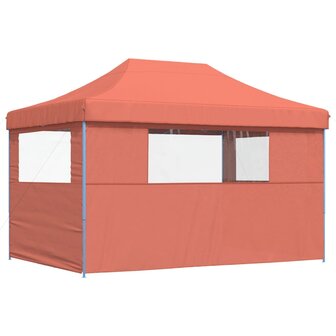 Partytent inklapbaar pop-up met 3 zijwanden terracottakleurig