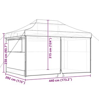 Partytent inklapbaar pop-up met 4 zijwanden groen