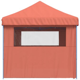Partytent inklapbaar pop-up met 4 zijwanden terracottakleurig