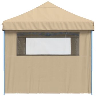 Partytent inklapbaar pop-up met 3 zijwanden beige