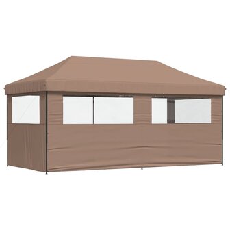 Partytent inklapbaar pop-up met 3 zijwanden bruin