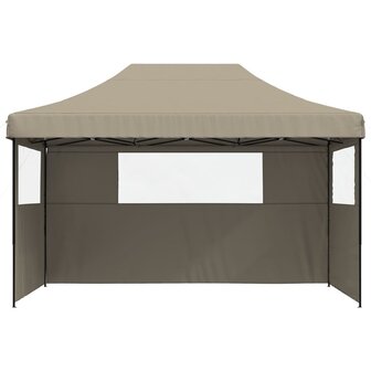 Partytent inklapbaar pop-up met 3 zijwanden taupe