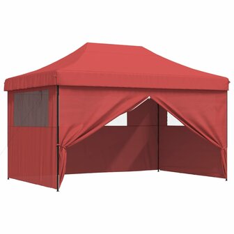 Partytent inklapbaar pop-up met 4 zijwanden bordeauxrood