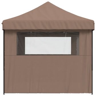 Partytent inklapbaar pop-up met 3 zijwanden bruin