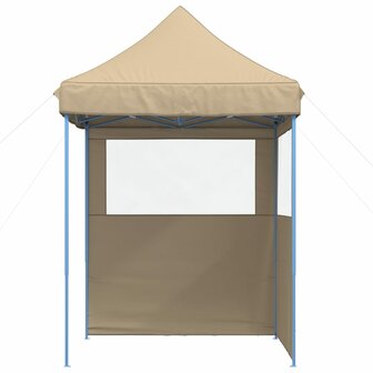Partytent inklapbaar pop-up met 2 zijwanden beige