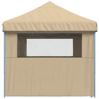 Partytent inklapbaar pop-up met 4 zijwanden beige
