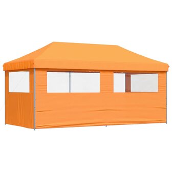 Partytent inklapbaar pop-up met 3 zijwanden oranje