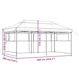 Partytent inklapbaar pop-up met 3 zijwanden oranje