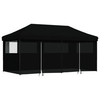 Partytent inklapbaar pop-up met 4 zijwanden zwart