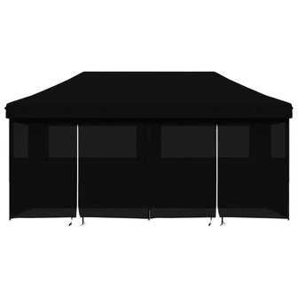 Partytent inklapbaar pop-up met 4 zijwanden zwart