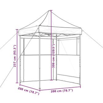 Partytent inklapbaar pop-up met 2 zijwanden zwart