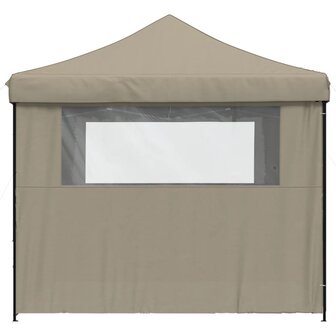 Partytent inklapbaar pop-up met 4 zijwanden taupe