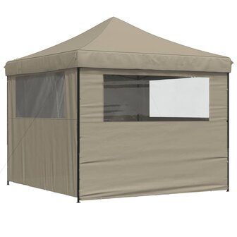Partytent inklapbaar pop-up met 4 zijwanden taupe