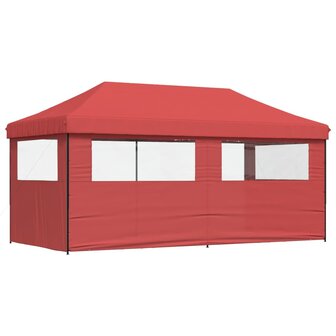 Partytent inklapbaar pop-up met 3 zijwanden bordeauxrood
