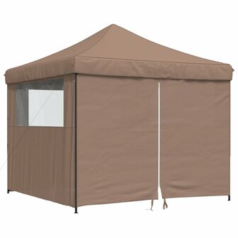 Partytent inklapbaar pop-up met 4 zijwanden bruin