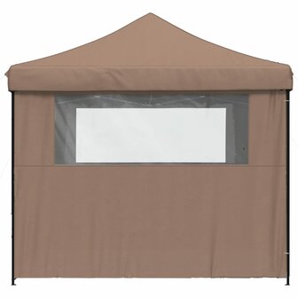 Partytent inklapbaar pop-up met 4 zijwanden bruin