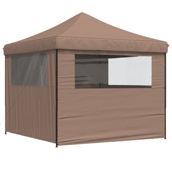 Partytent inklapbaar pop-up met 4 zijwanden bruin