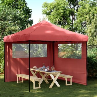 Partytent inklapbaar pop-up met 2 zijwanden bordeauxrood