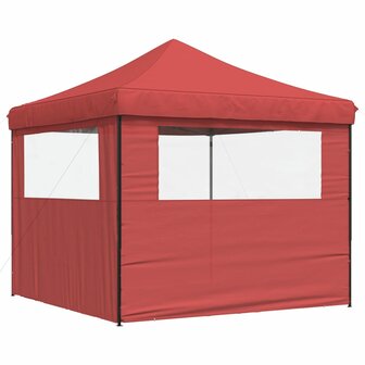 Partytent inklapbaar pop-up met 2 zijwanden bordeauxrood