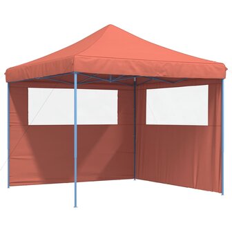 Partytent inklapbaar pop-up met 2 zijwanden terracottakleurig