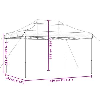 Partytent inklapbaar pop-up 440x292x315 cm oranje