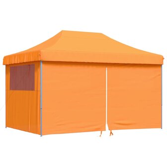 Partytent inklapbaar pop-up met 4 zijwanden oranje