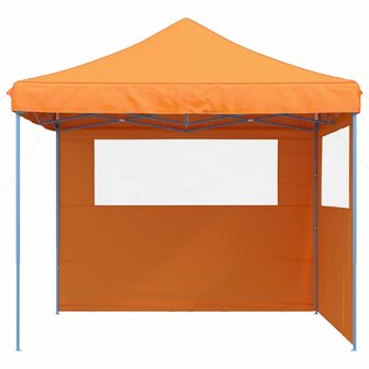 Partytent inklapbaar pop-up met 2 zijwanden oranje