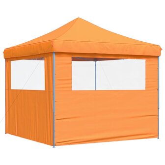 Partytent inklapbaar pop-up met 2 zijwanden oranje