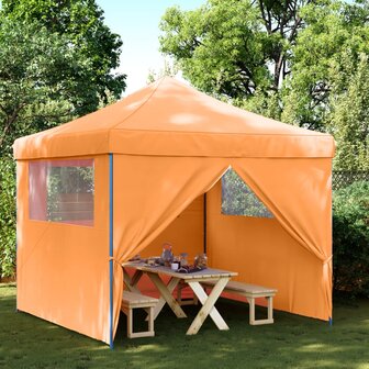 Partytent inklapbaar pop-up met 4 zijwanden oranje