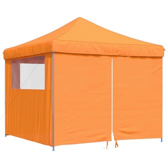 Partytent inklapbaar pop-up met 4 zijwanden oranje