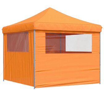 Partytent inklapbaar pop-up met 4 zijwanden oranje