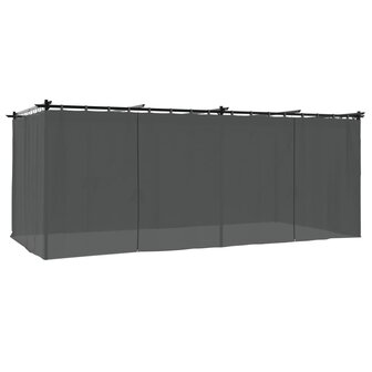 Prieel met gordijnen 6x3 m staal antracietkleurig