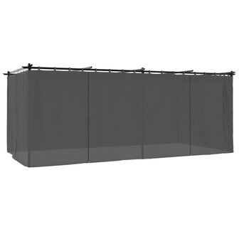 Prieel met gordijnen 6x3 m staal antracietkleurig