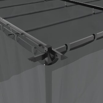 Prieel met gordijnen 6x3 m staal antracietkleurig