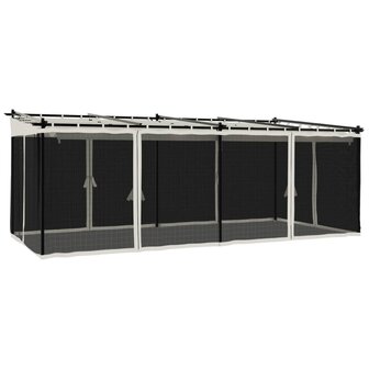 Prieel met zijwanden van gaas 6x3 m staal cr&egrave;mekleurig