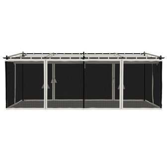 Prieel met zijwanden van gaas 6x3 m staal cr&egrave;mekleurig