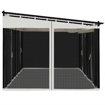 Prieel met zijwanden van gaas 6x3 m staal cr&egrave;mekleurig