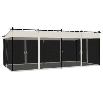 Prieel met zijwanden van gaas 6x3 m staal cr&egrave;mekleurig
