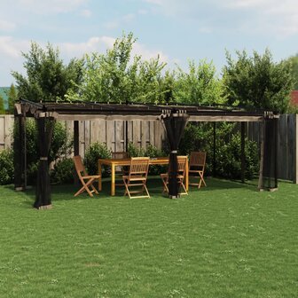 Prieel met zijwanden van gaas 6x3 m staal taupe