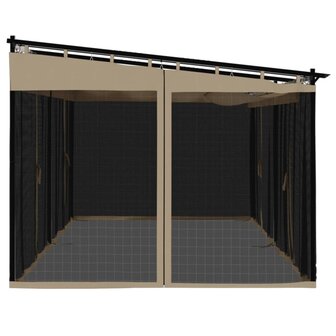 Prieel met zijwanden van gaas 6x3 m staal taupe