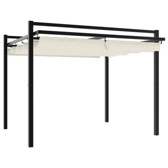 Prieel met uittrekbaar dak 3x3 m aluminium cr&egrave;mekleurig
